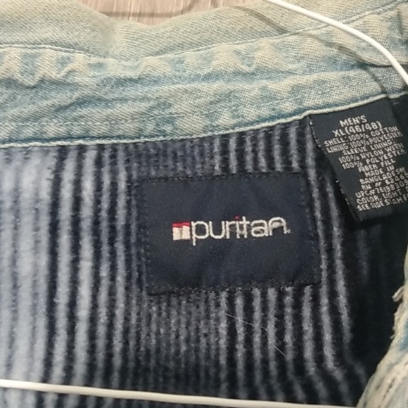 Men's vintage fleece lined denim jacket shirt - Picture 8 of 15